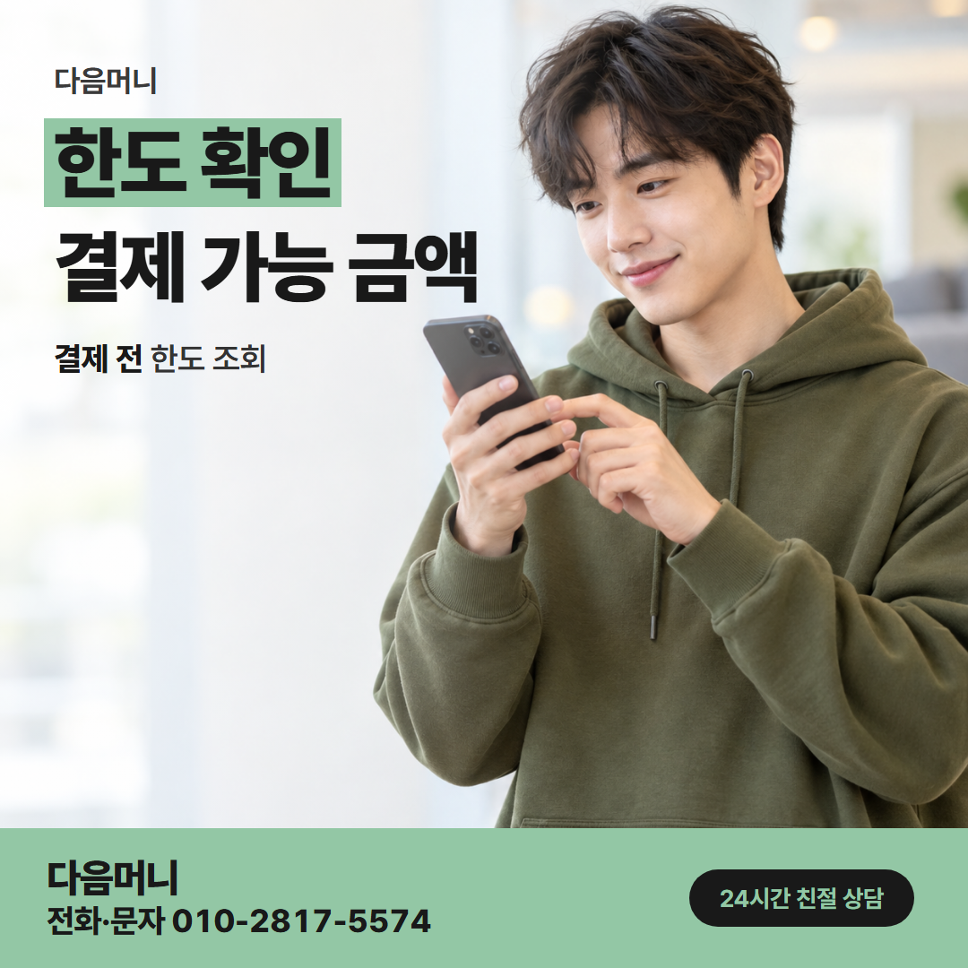 다음머니 국민카드카드깡 조정한 금액과 남은 한도
